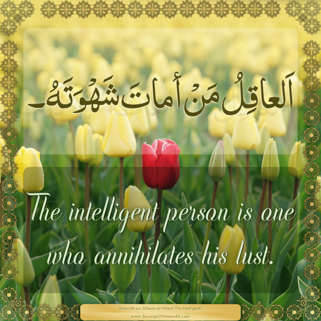 The intelligent person is one who annihilates his lust.